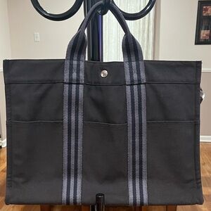 Hermes Black and Gray Tote Bag EUC
